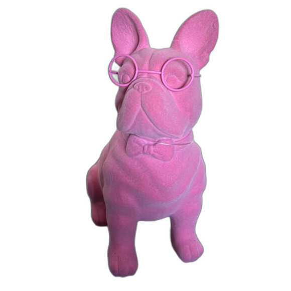 Valentine’s Flocked French 8" Bulldog Figurine In Pink 2024-Spritz Tabletop NEW - Picture 14 of 16